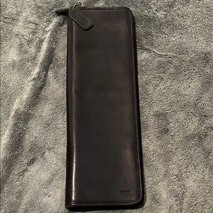 Coach black leather tie case